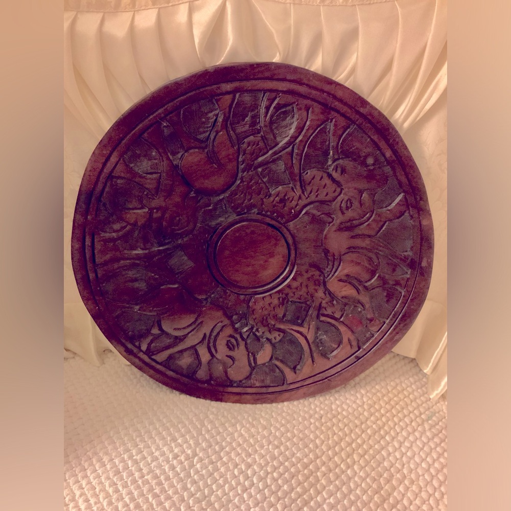 HAND CARVED WOODEN WALL PLAQUE